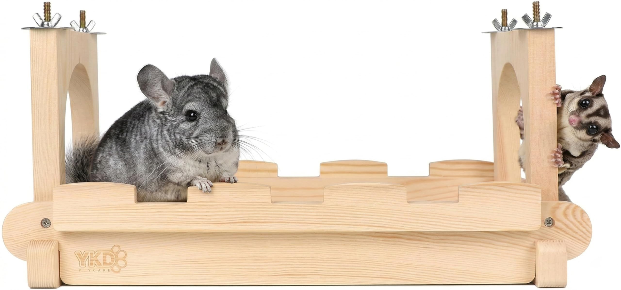 Pont suspendu YKD en bois pour chinchilla favorisant l’exercice et l’exploration dans la cage.