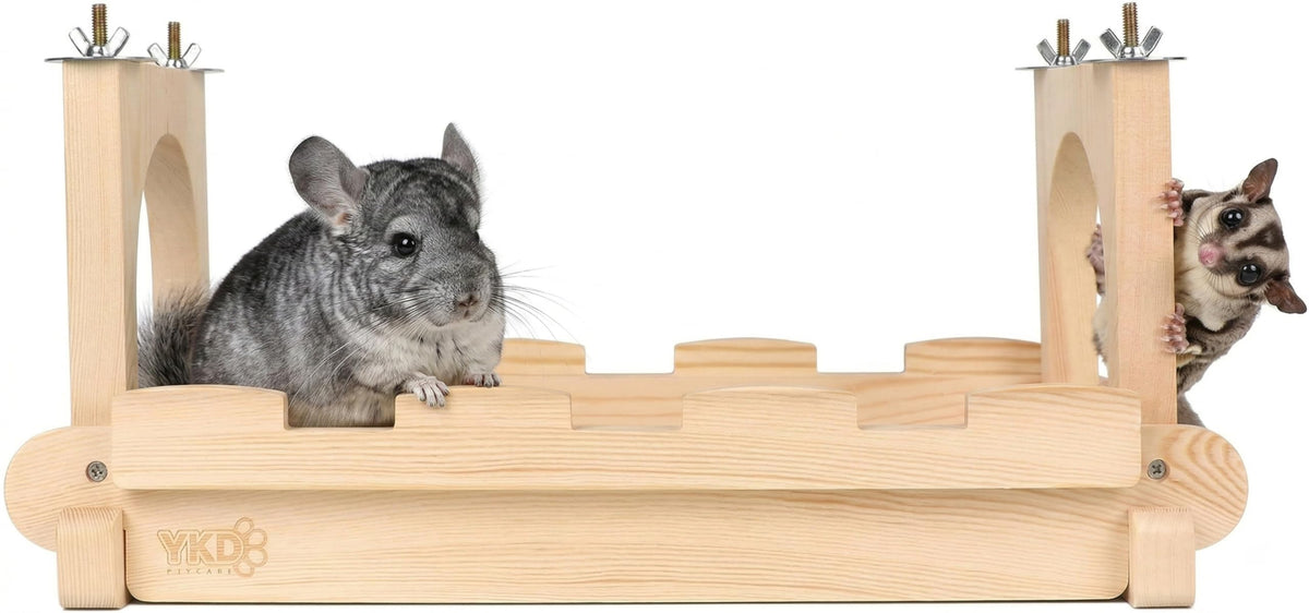 Pont suspendu YKD en bois pour chinchilla favorisant l’exercice et l’exploration dans la cage.