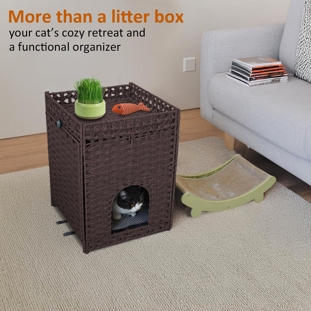 YOLUCCA interieur-enclos-chat-rattan spacieux : espace privé idéal pour l'hygiène