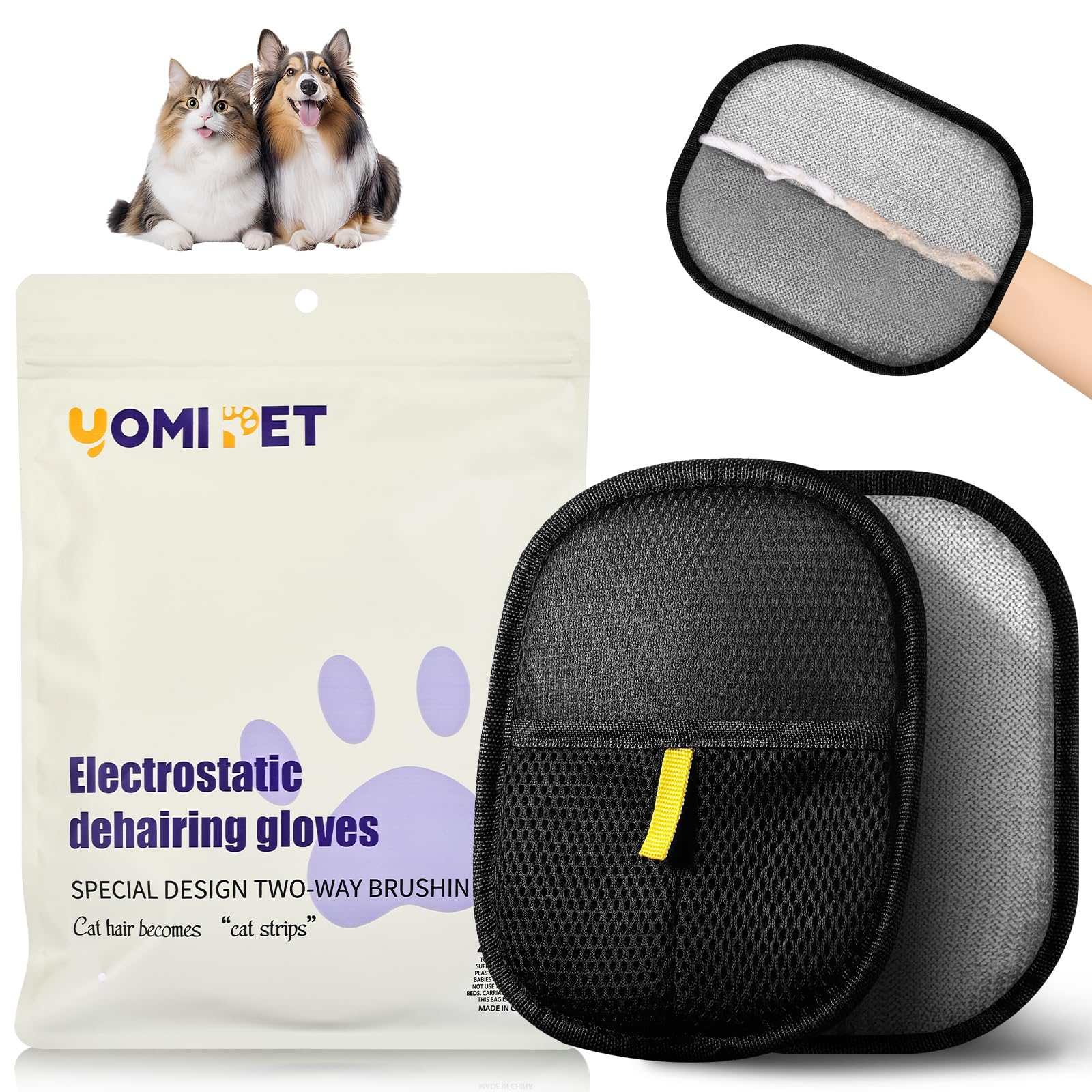 Gant YOMI PET pour canapé, retrait poils rapide et pratique.