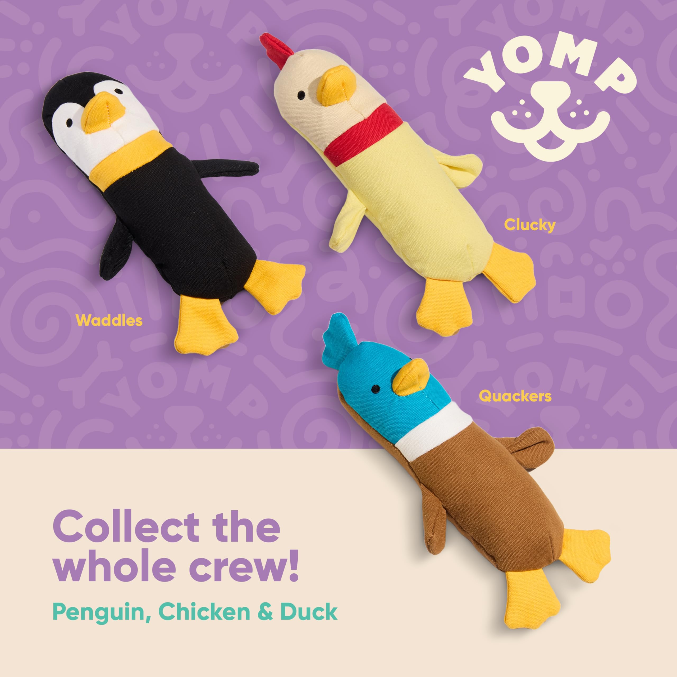 Jouet Yomp Clucky interactif pour chien, stimule l’activité et le jeu.