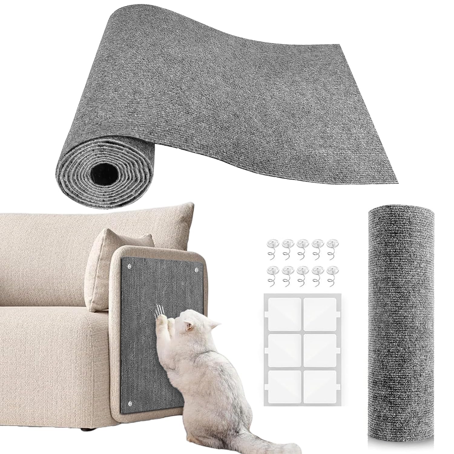 Tapis grattoir Yongjoy pour chat en gris clair, protège les meubles.