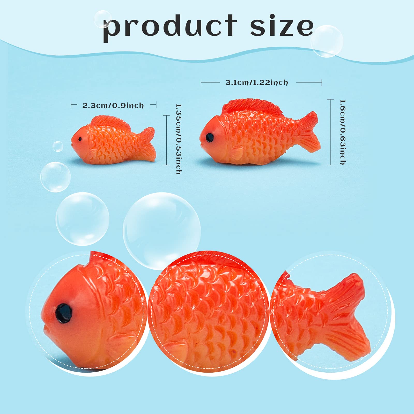 Figurines en résine Yookeer, poisson rouge réaliste pour un paysage miniature durable.