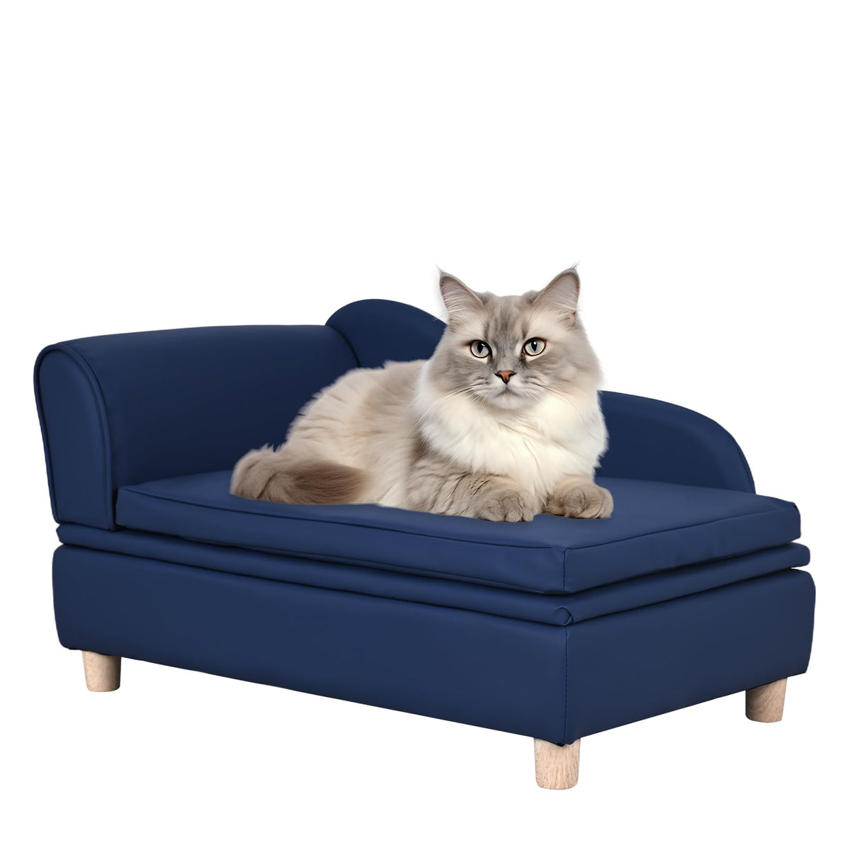 Canapé Yoonnie room pour chat en cuir synthétique bleu, confort moderne.