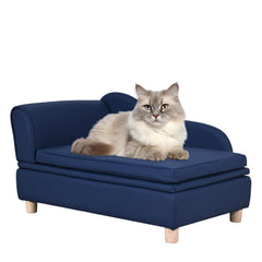 Canapé Yoonnie room pour chat en cuir synthétique bleu, confort moderne.