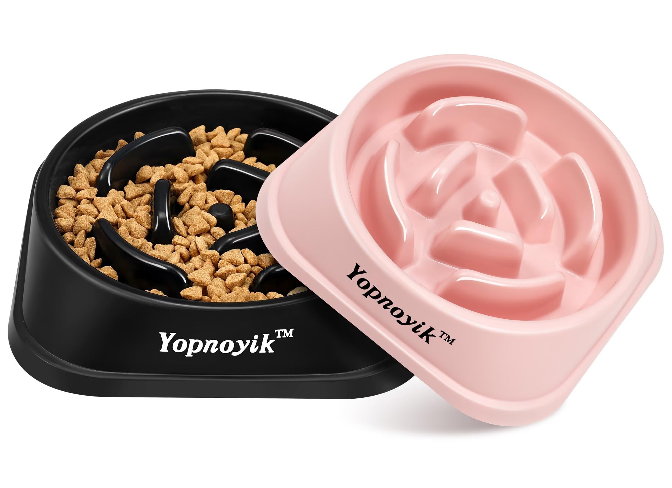 Bol lent Yopnoyik pour chien grand rouge, aide à manger lentement et stable.
