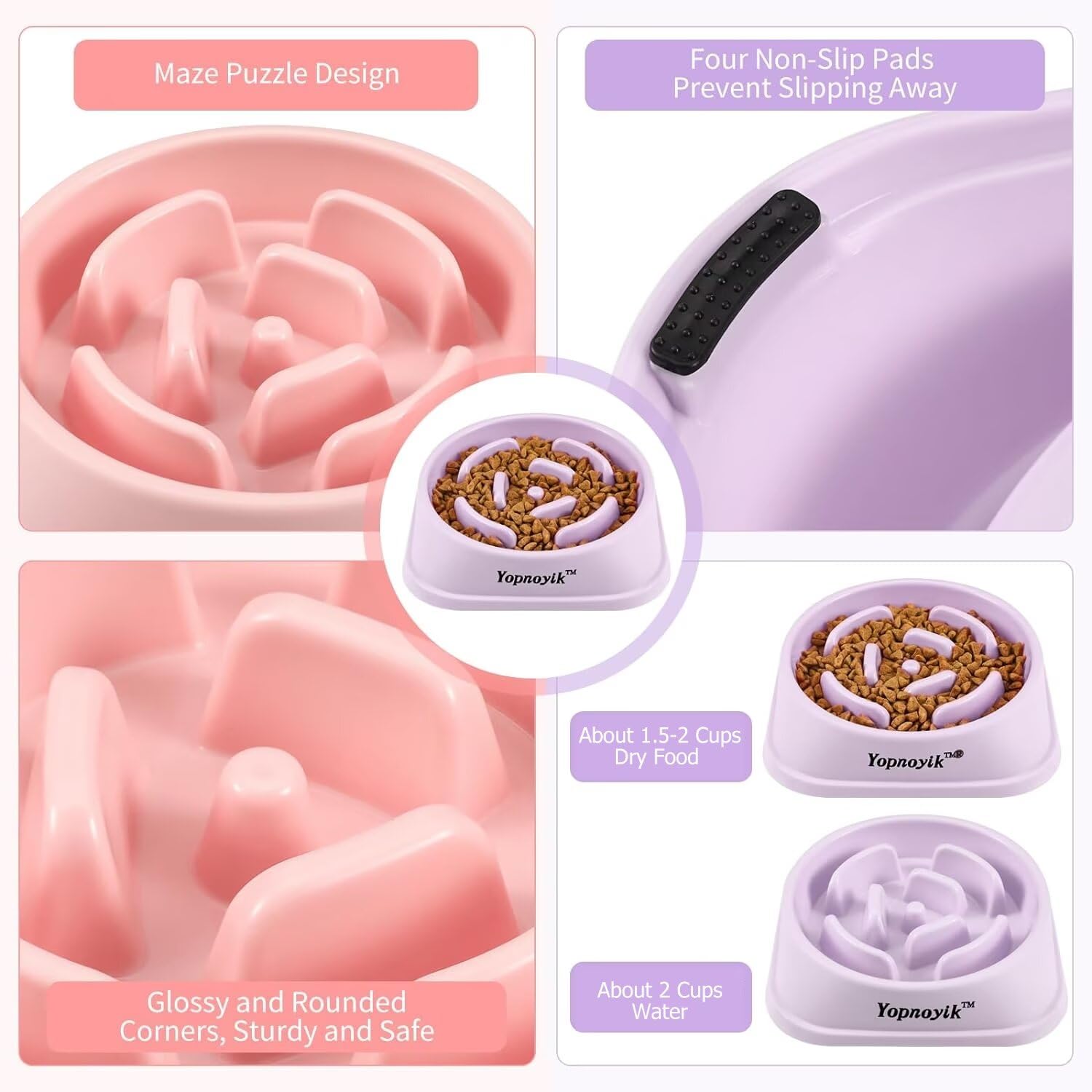 Yopnoyik gamelle lente base-anti-glissement: reste stable sur sol lisse.