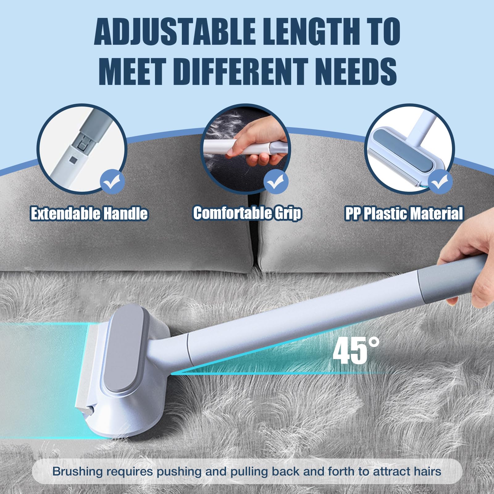 YoPoll Manche long 44 cm atteint sous les meubles.