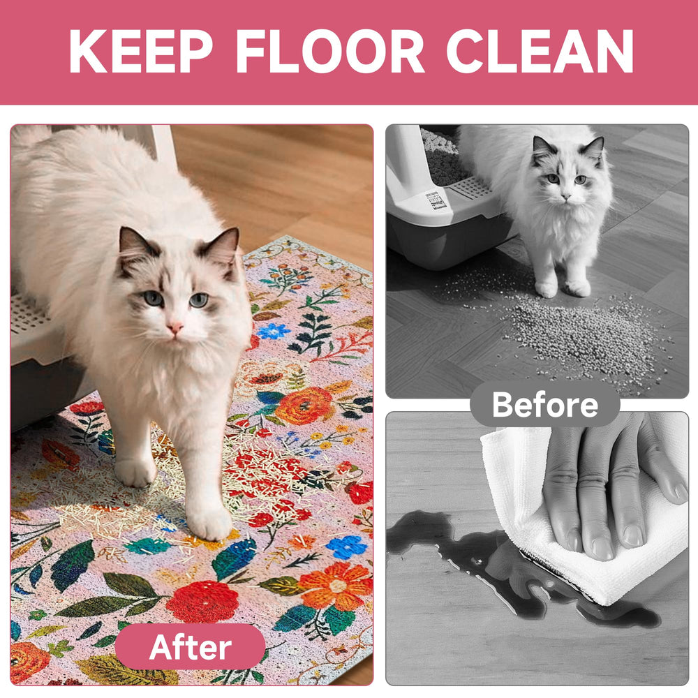 YOSEPATI Tapis Litière Chat – dessous anti-derapant pour sols propres