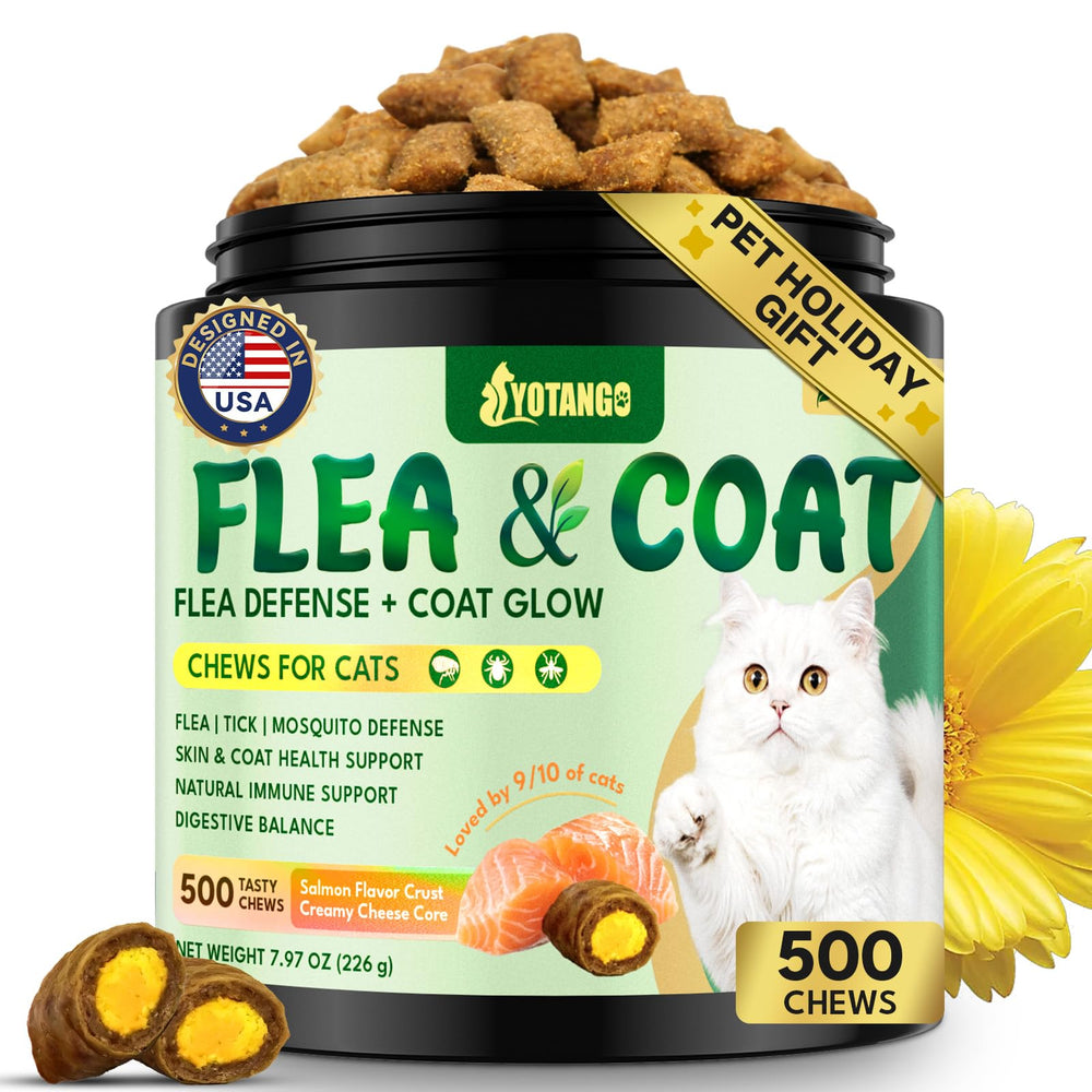 YOTANGO pour chats: friable traitement au goût saumon, aide à prévenir puces et tiques.