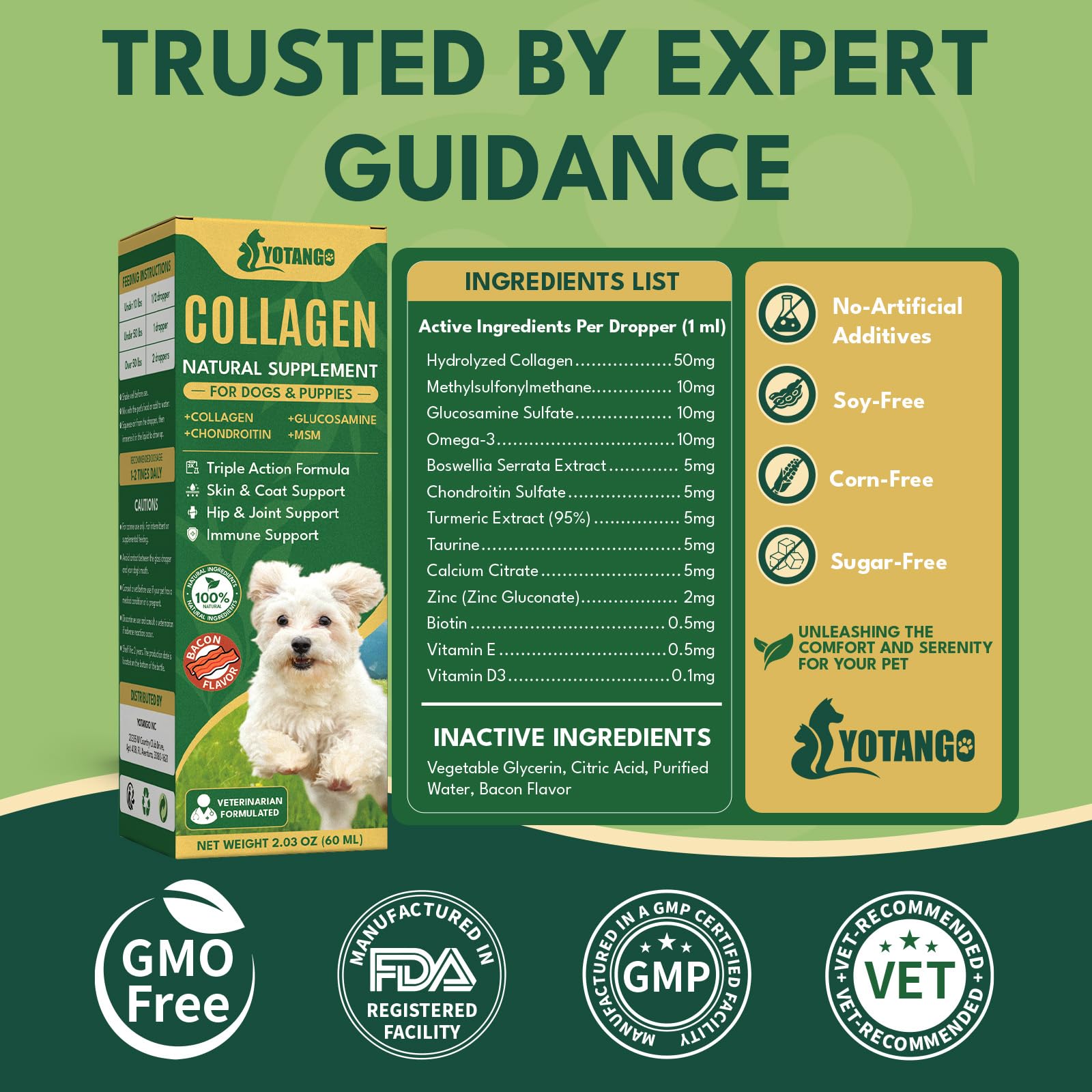Goût bacon apprécié par les chiens lors de l’alimentation quotidienne.