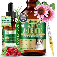 Gouttes YOTANGO pour chat dans une bouteille-doseur, dosage quotidien simplifié.