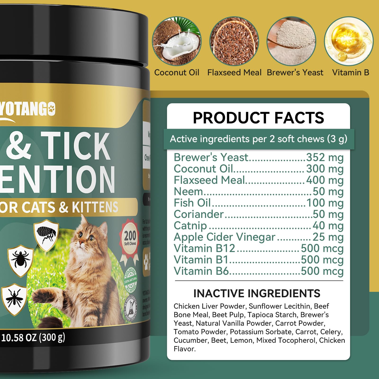 YOTANGO – pelage brillant et peau saine, soutien quotidien pour chats.