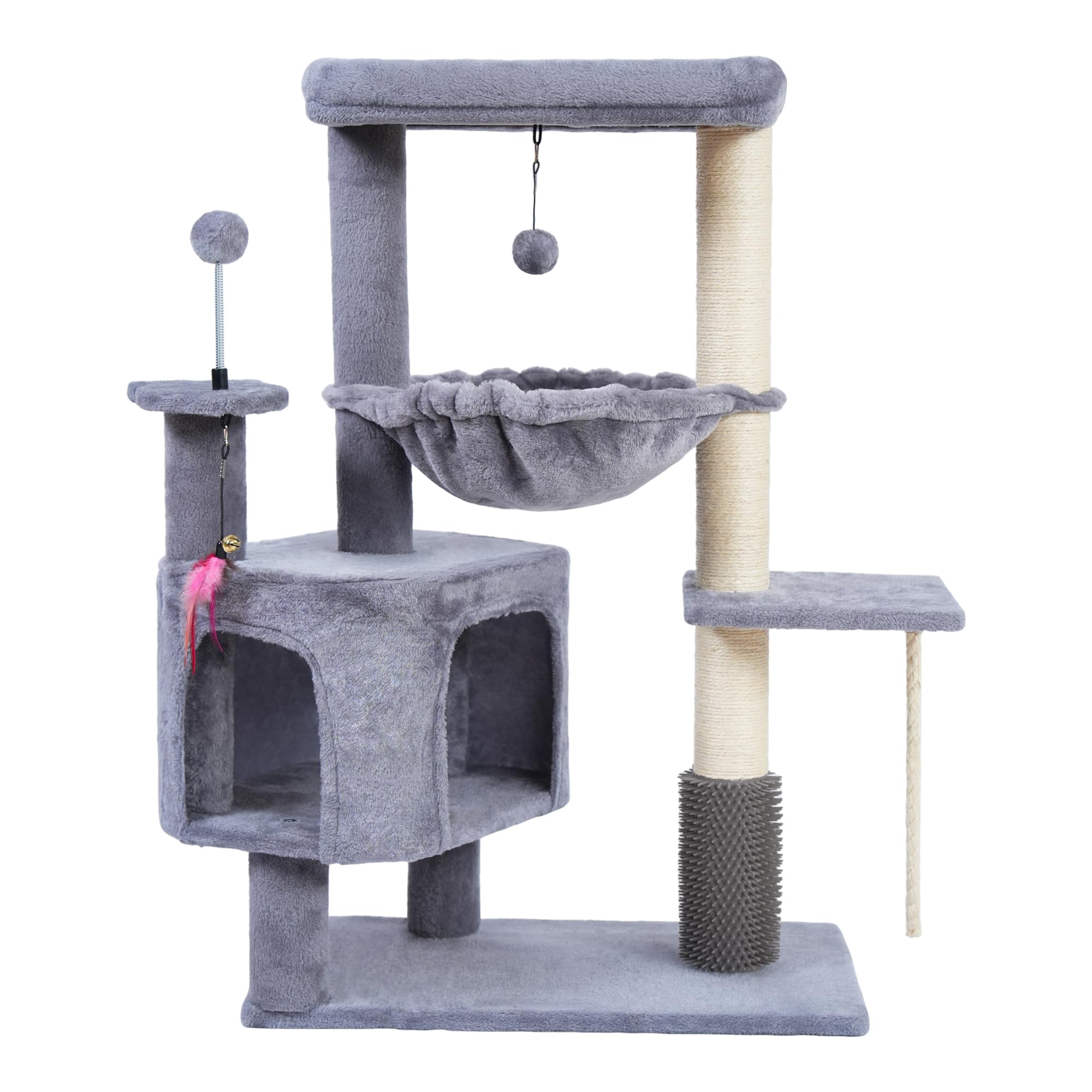 YOUPETSER Arbre à chat – condo et hamac gris, espace douillet pour chats d'intérieur.