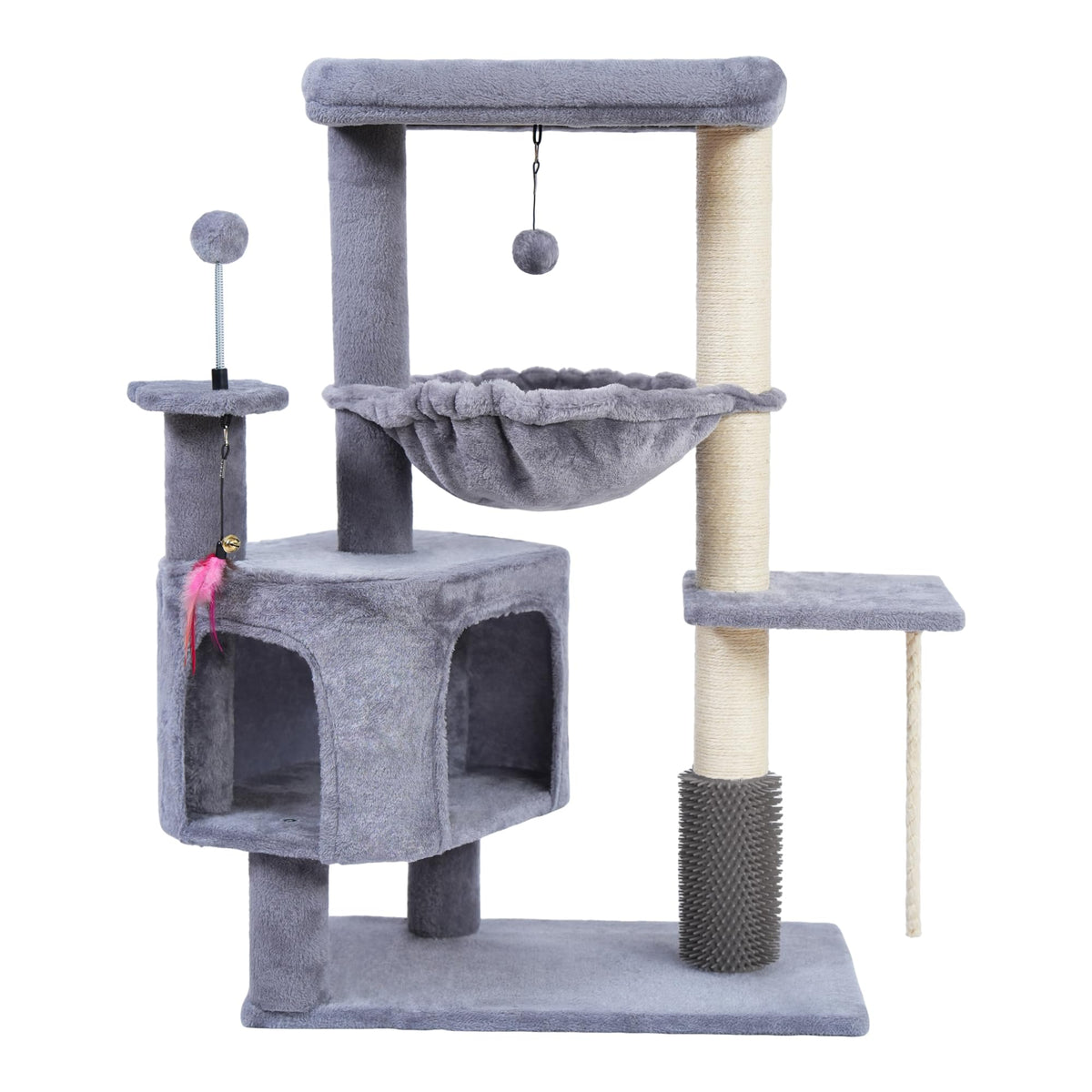 YOUPETSER Arbre à chat – condo et hamac gris, espace douillet pour chats d'intérieur.