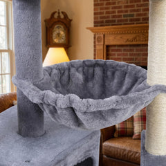 YOUPETSER Base stable et sécurisée pour jeux actifs sur l'arbre à chat gris.