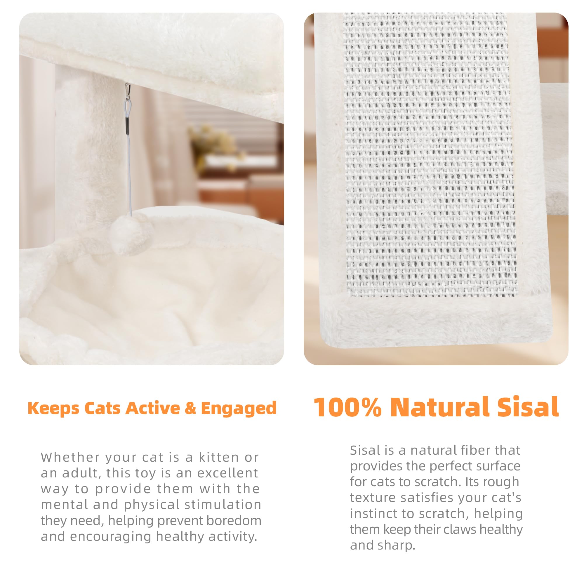 YOUPETSER arbre-chat grattoir-sisal-pratique: canal de griffes sûr et alternatif au mobilier.