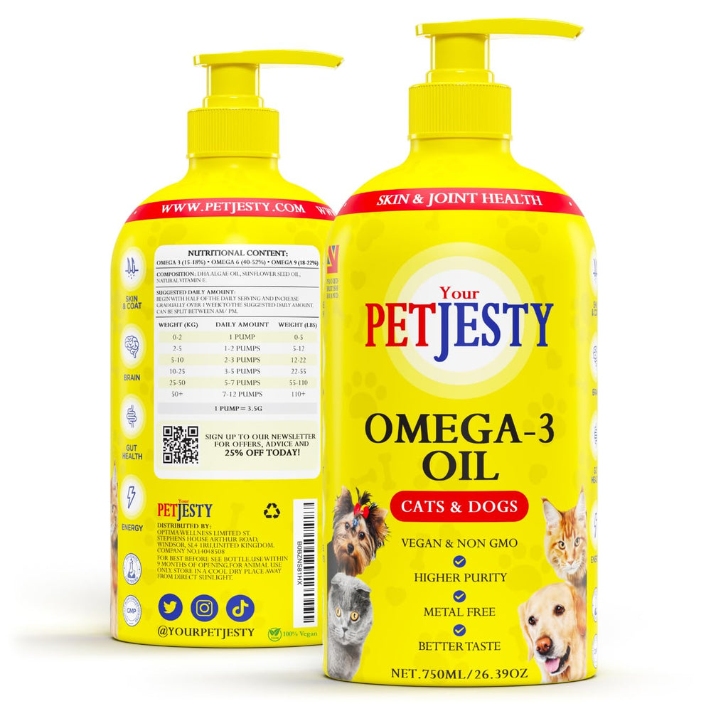 Your Petjesty huile omega-3 pour chiens et chats, soutient peau et pelage