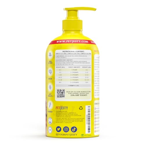 Your Petjesty huile omega-3, flacon prêt à être mélangé au repas