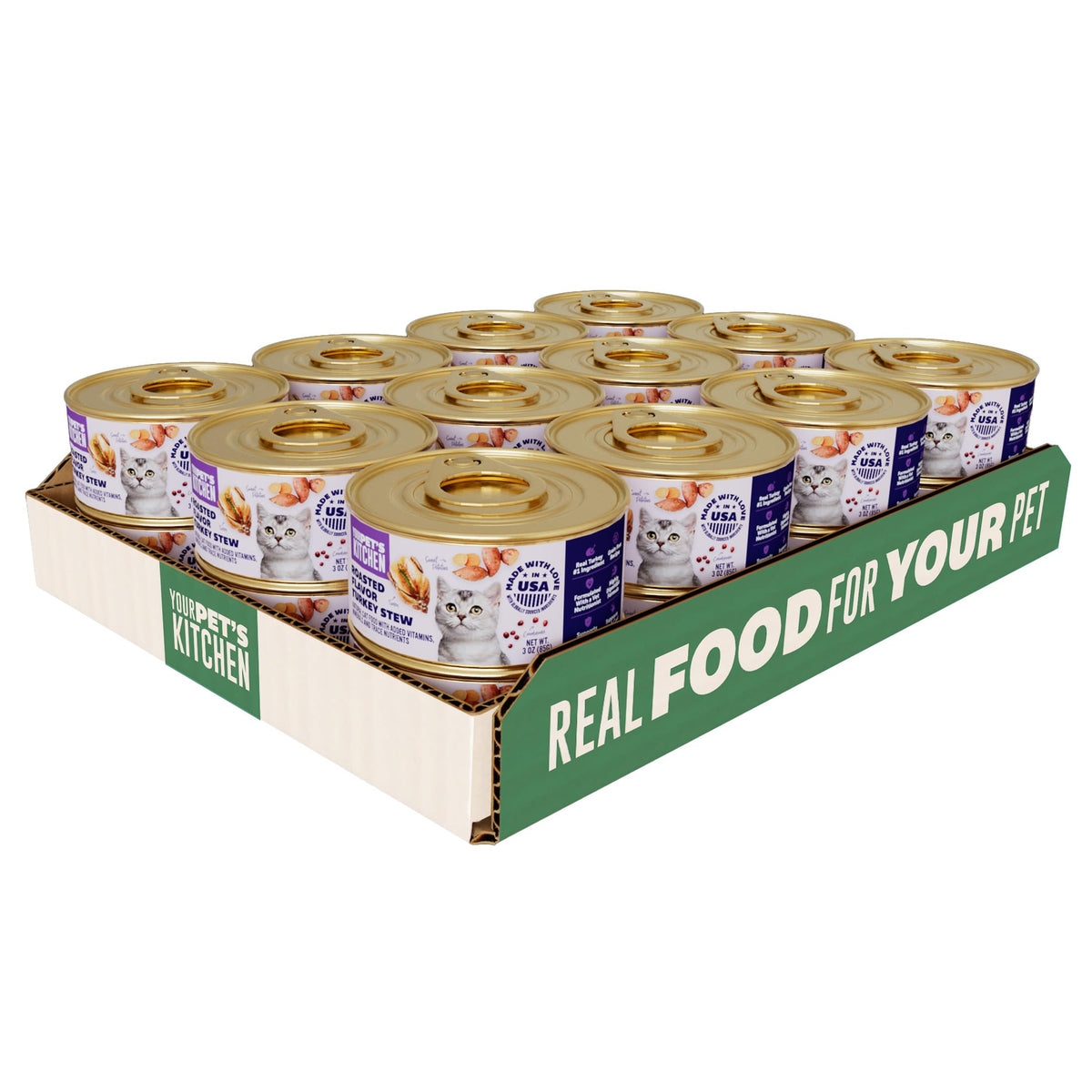 YOUR PET'S KITCHEN présente une boite ragout-dinde-roti, repas savoureux et réconfortant.