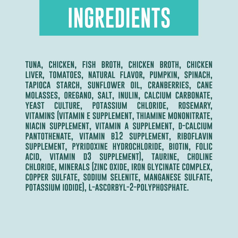 Ingrédients Your Pet's Kitchen: thon et légumes pour une recette naturelle.