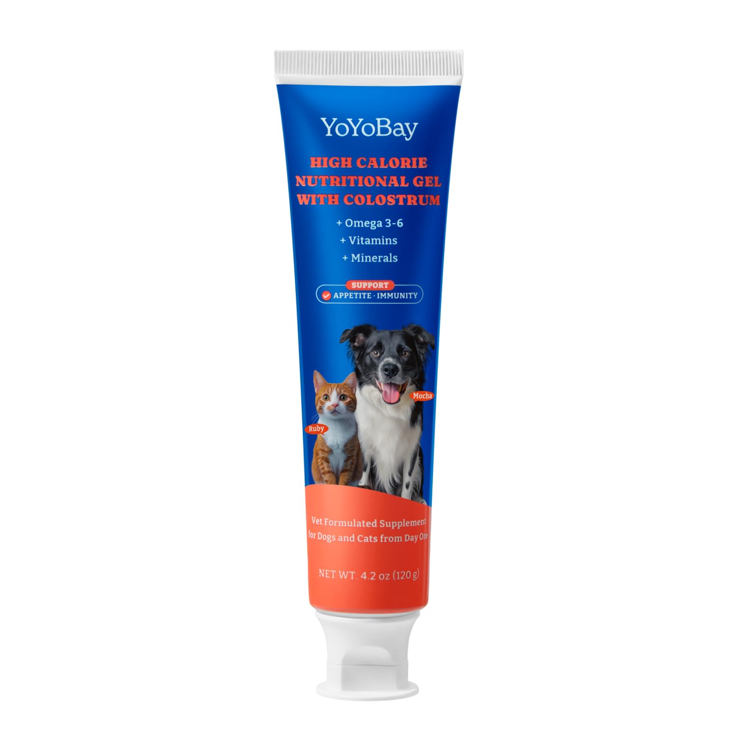 YoYoBay flacon-gel nutritionnel au colostrum pour chiens et chats.