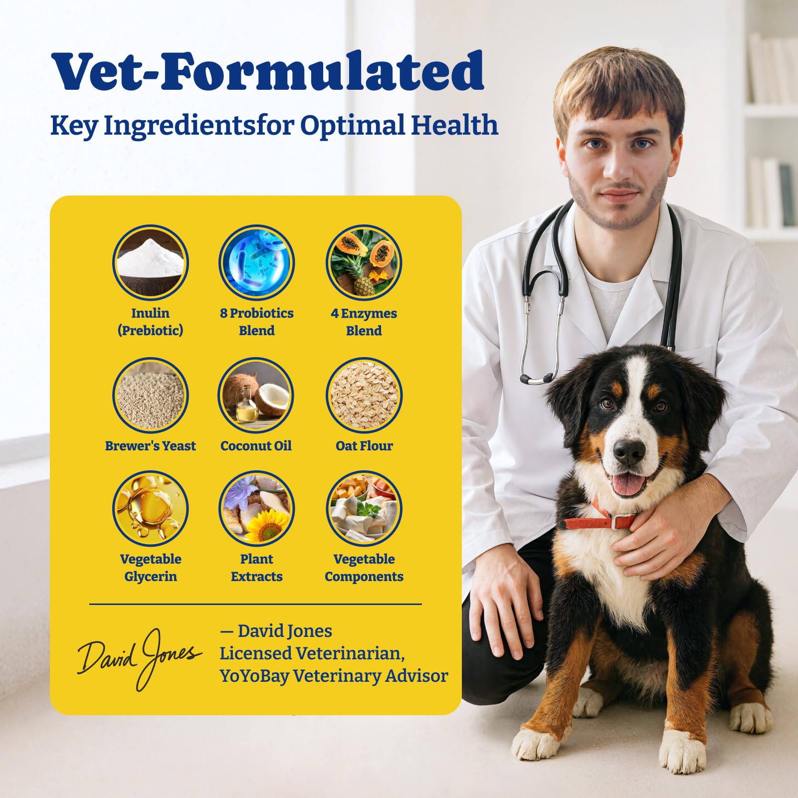 YoYoBay Probiotiques chien – gommes saumon et bleuet, saveur appréciée.