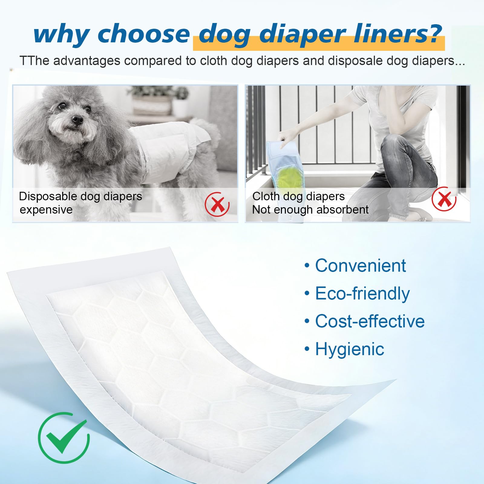 Liner absorbant polyvalent Ypfyed pour couches réutilisables chien.