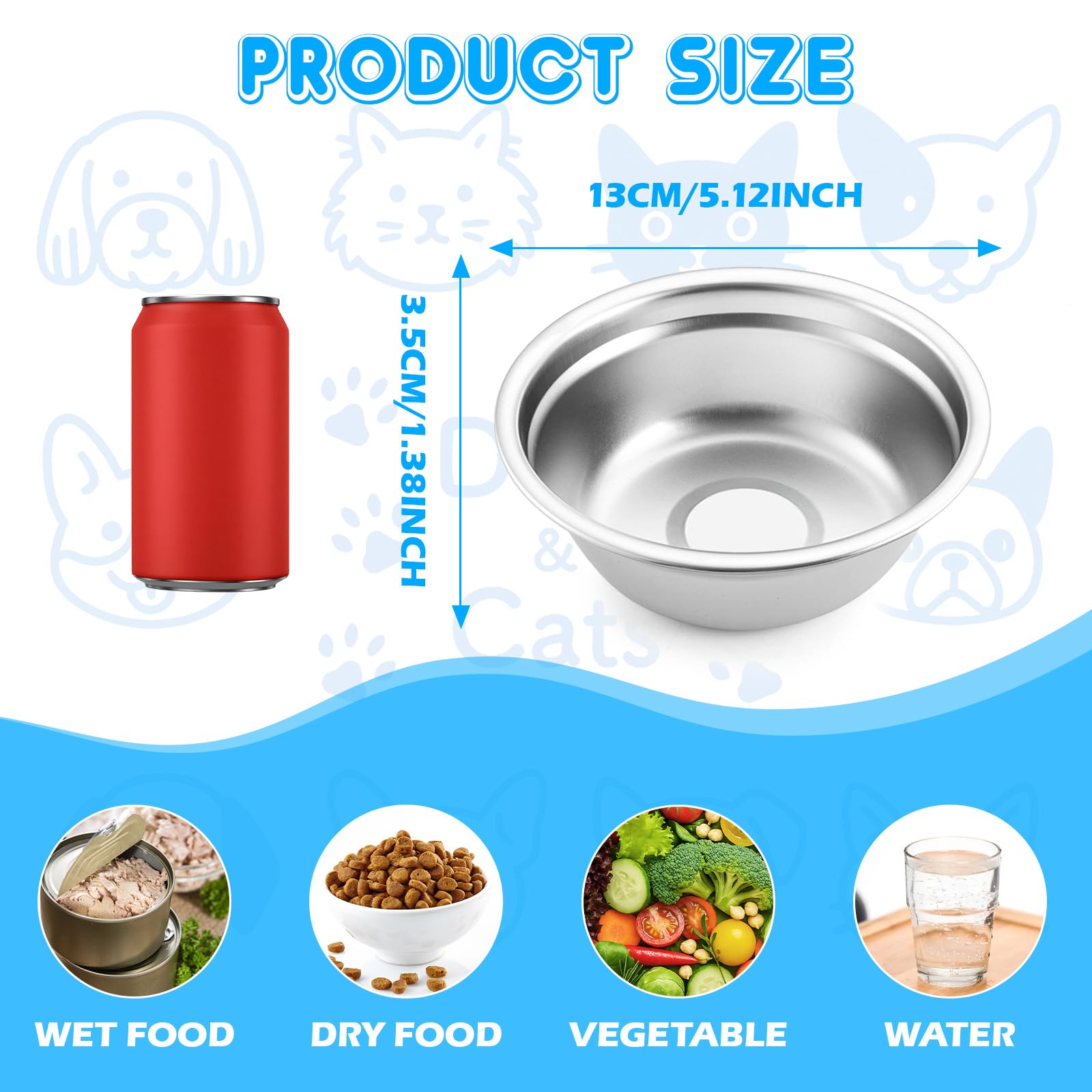 Bol métallique YSBJKWCF pour chien, convient à l’eau et à la nourriture.