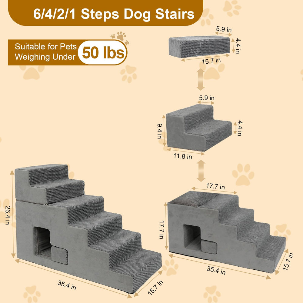 YU YUSING escaliers pour chien à 6 marches avec stabilité renforcée