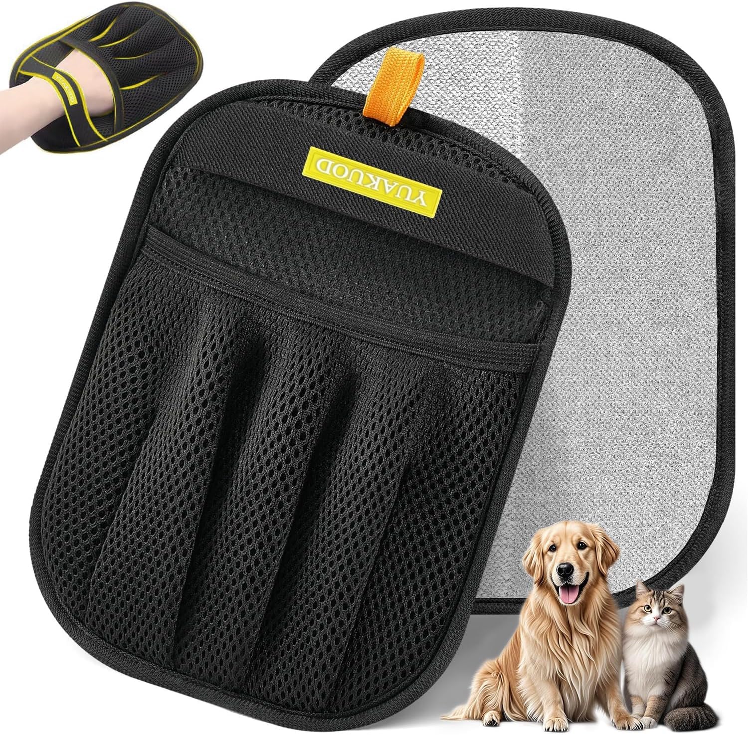 YUAKUOD gant anti-poils sur chat; nettoyage rapide des vêtements.