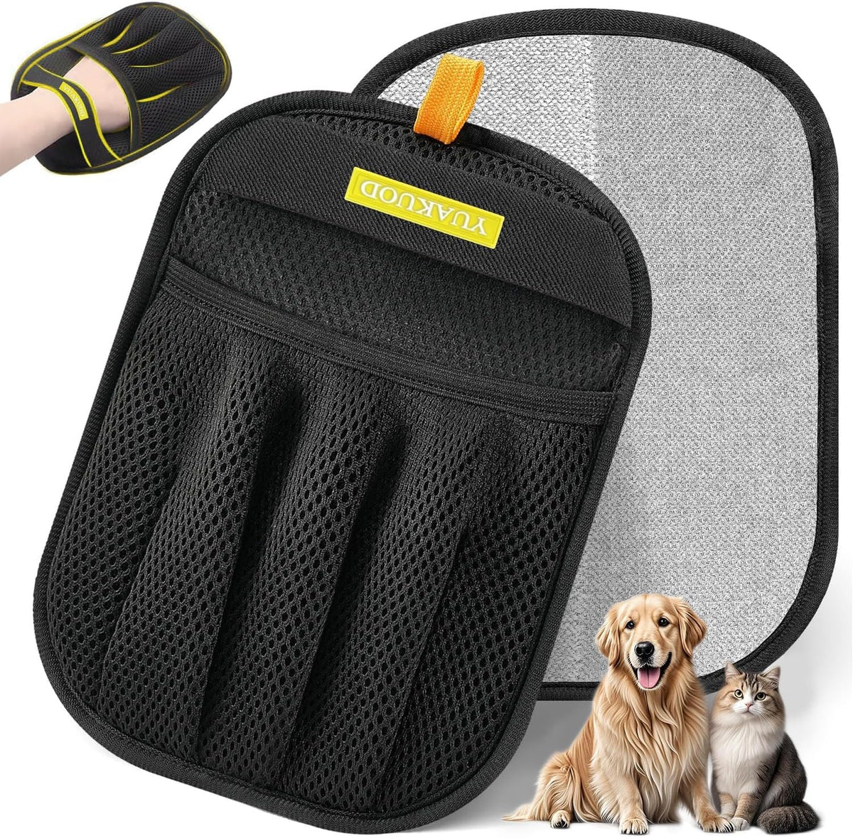 YUAKUOD gant anti-poils sur chat; nettoyage rapide des vêtements.