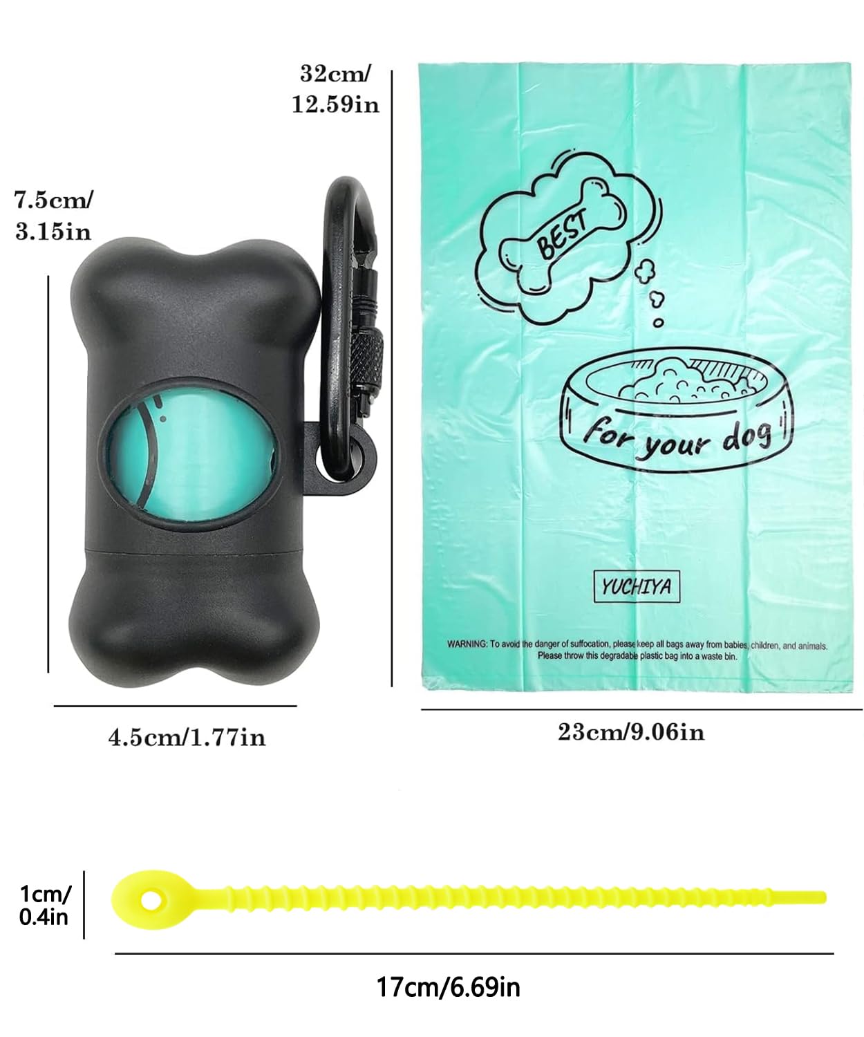 Bande de retention et attache, ajustable pour sécuriser le porte-sacs.