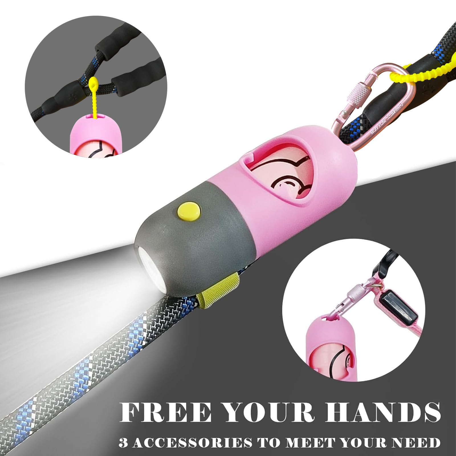 Clip mains-libres YUCHIYA sur laisse jusqu a 1,5 pouce.