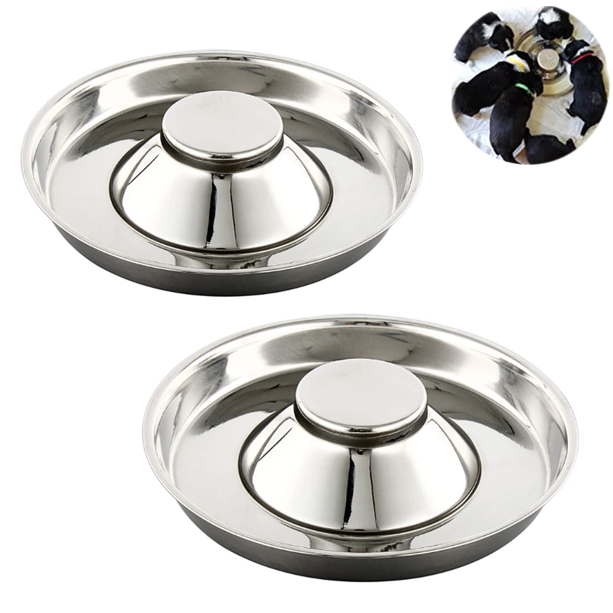 Bol YUDANSI chiot en inox grand diamètre; offre espace pour plusieurs chiots