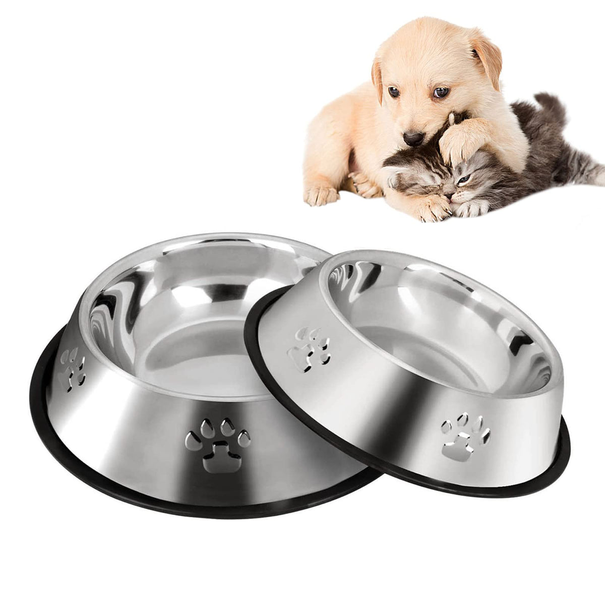 Bols YUDANSI en acier inoxydable, ensemble durable pour petits chiens et chatons.
