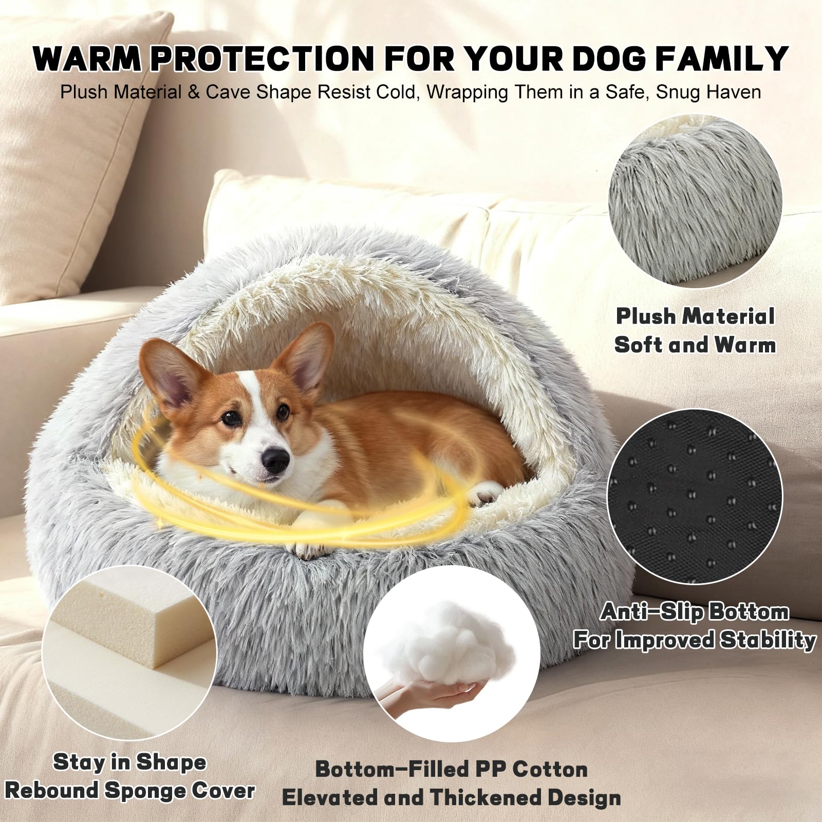 YUDANSI garnissage doux en peluche longue pour chien relax.