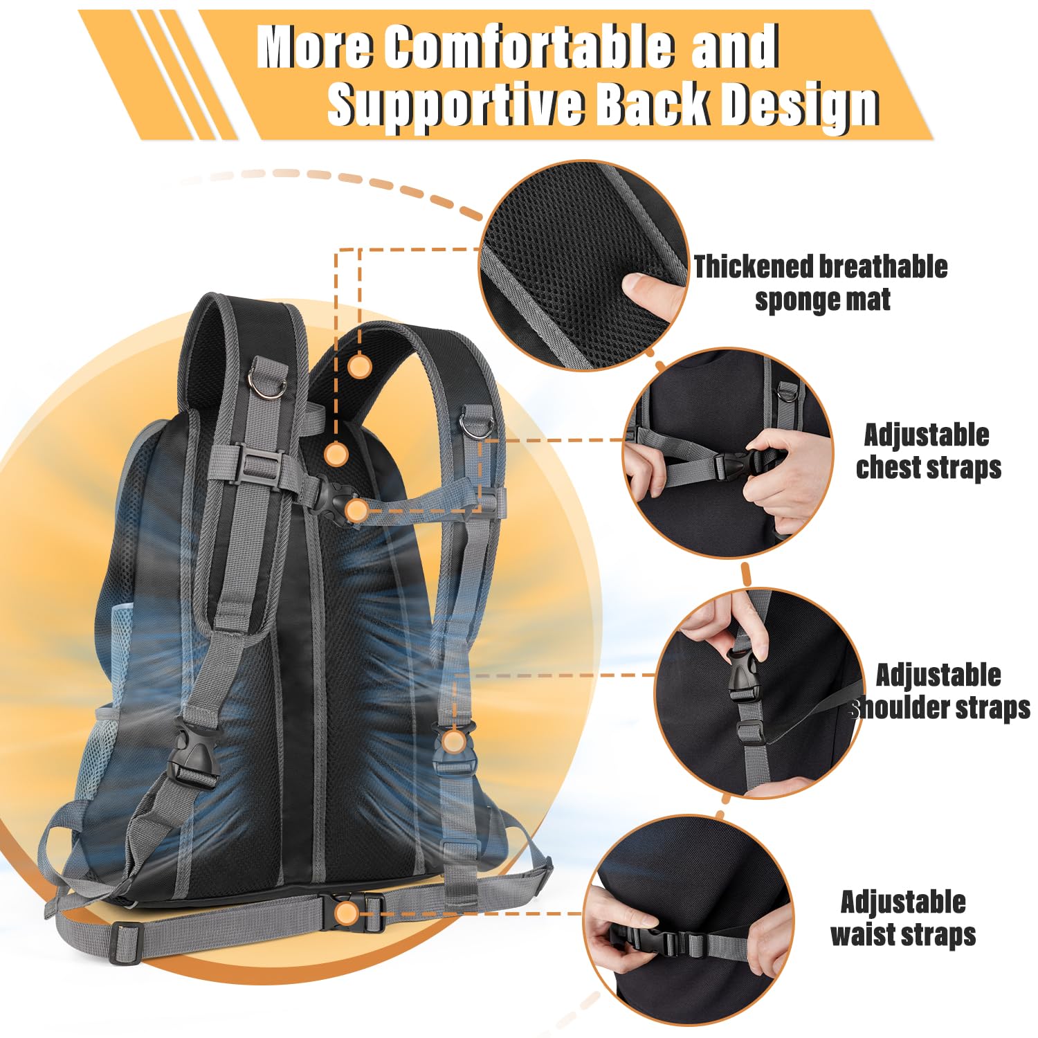 Fond plat détachable du sac YUDODO offrant un soutien stable à votre animal.