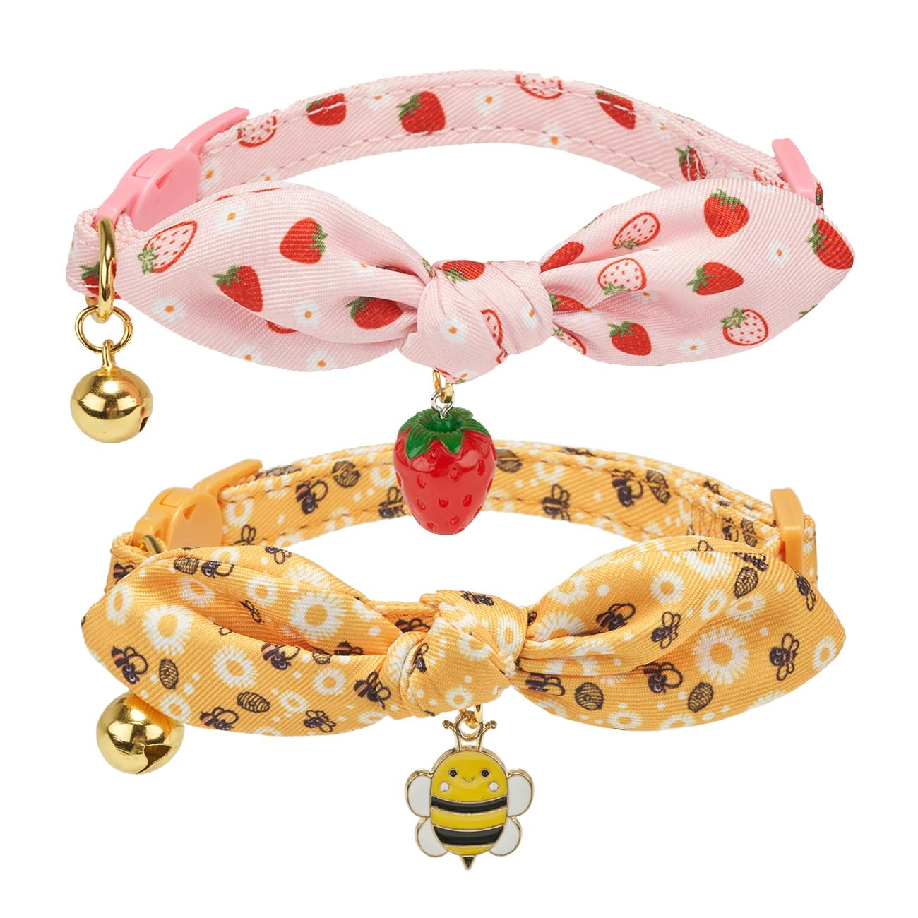 Collier YUDOTE pour chat avec noeud papillon jaune abeille, élégant et confortable.