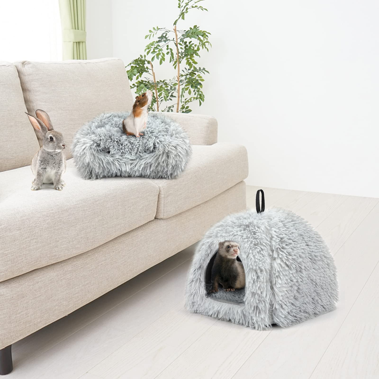 Utilisation polyvalente YUEPET gris, abri, repos et jeux pour lapins et hamsters.