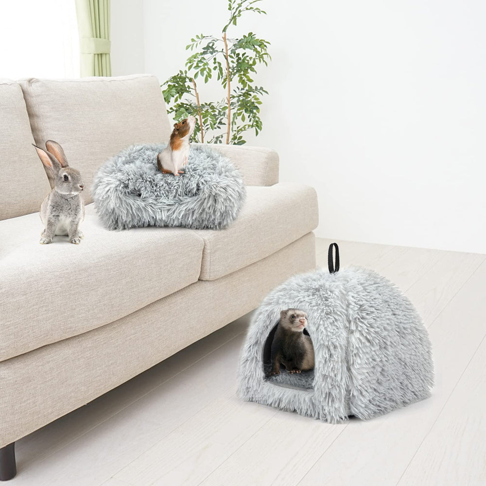 Utilisation polyvalente YUEPET gris, abri, repos et jeux pour lapins et hamsters.
