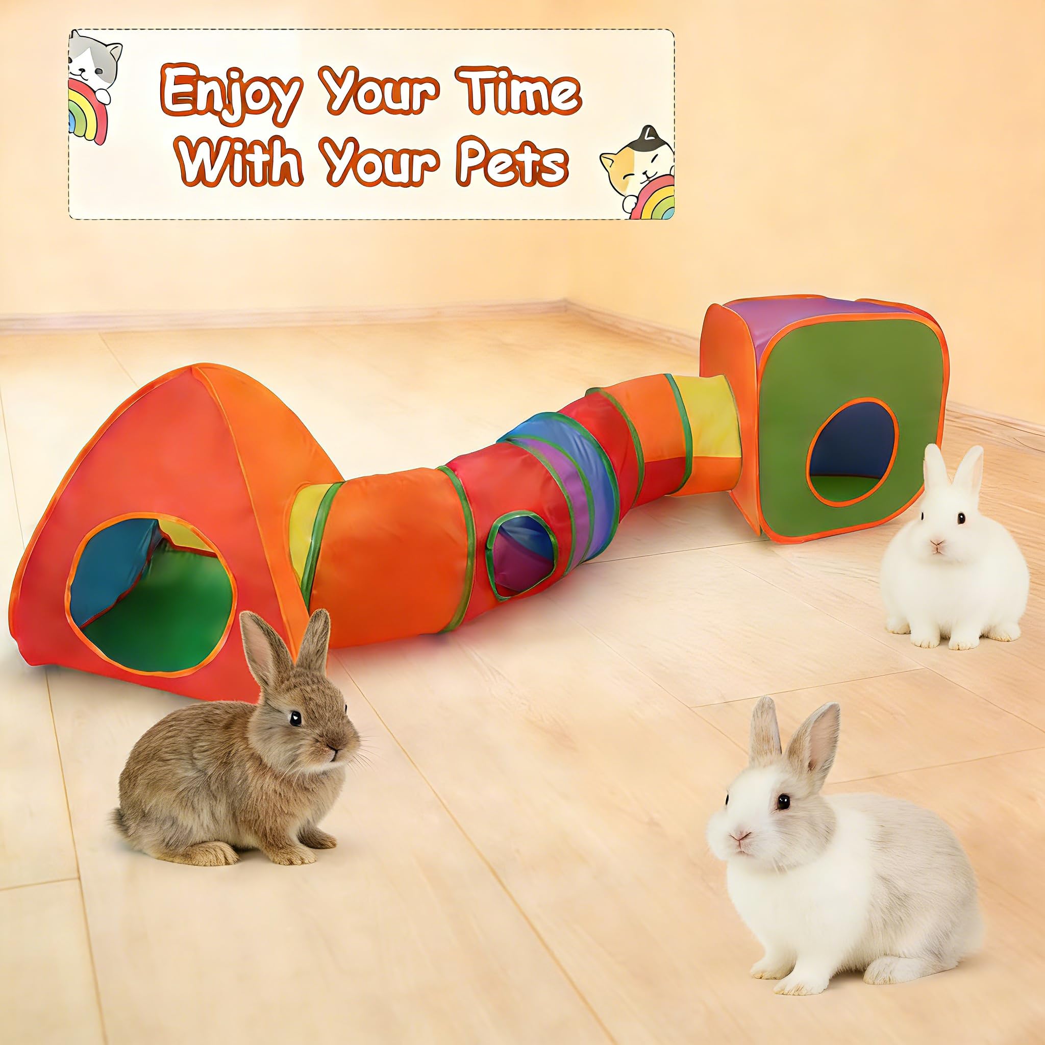 Exercices et jeux d’intérieur avec le système 3-en-1 YUEPET pour lapin.