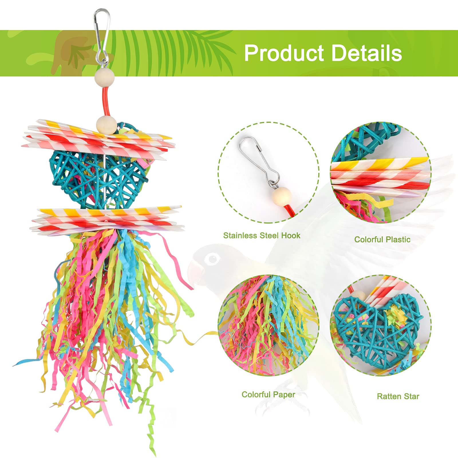 Jouet papier crinkle YUEPET, texture bruyante et attrayante pour l’oiseau.