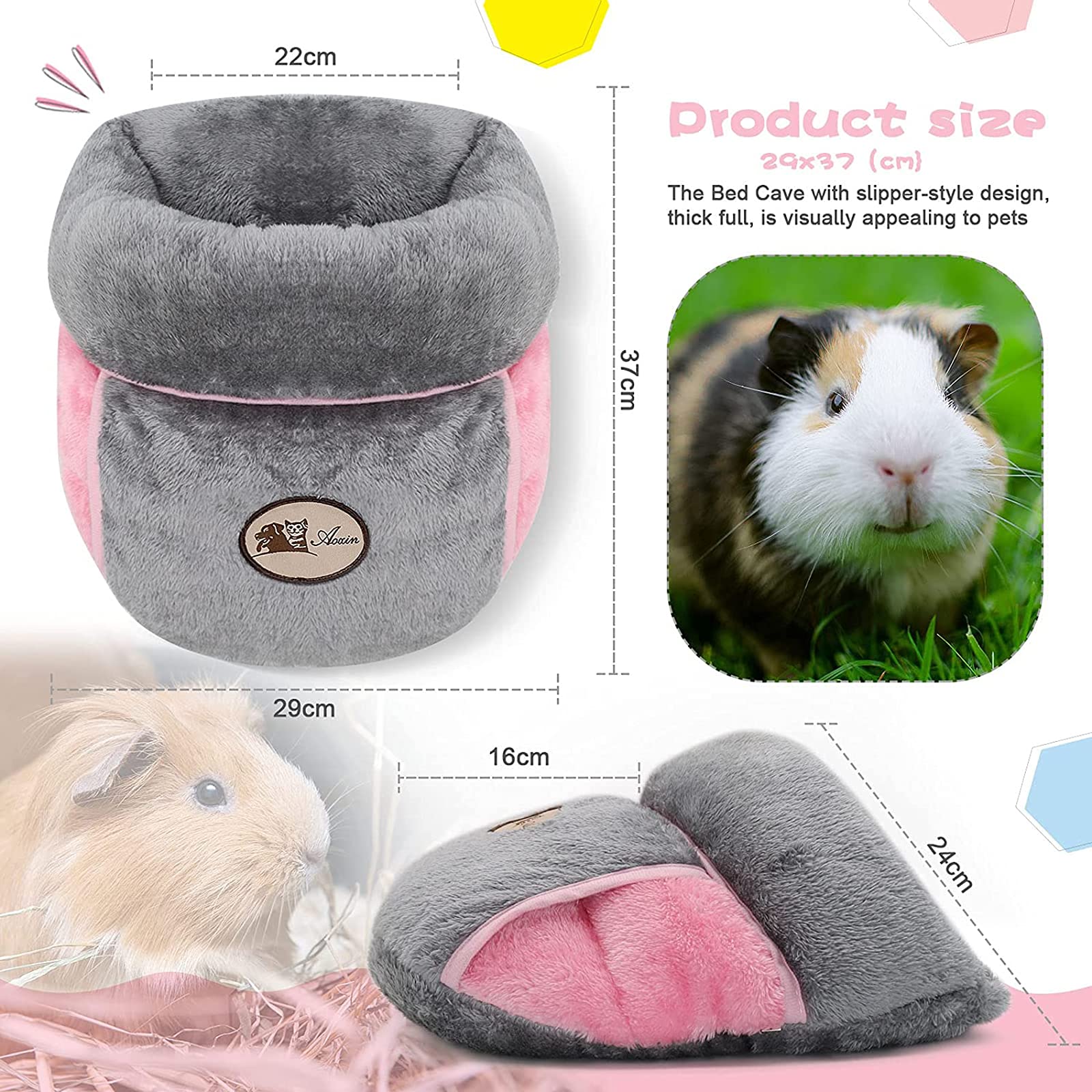 Nid-doudou gris YUEPET, espace de repos chaud et moelleux pour rongeur.