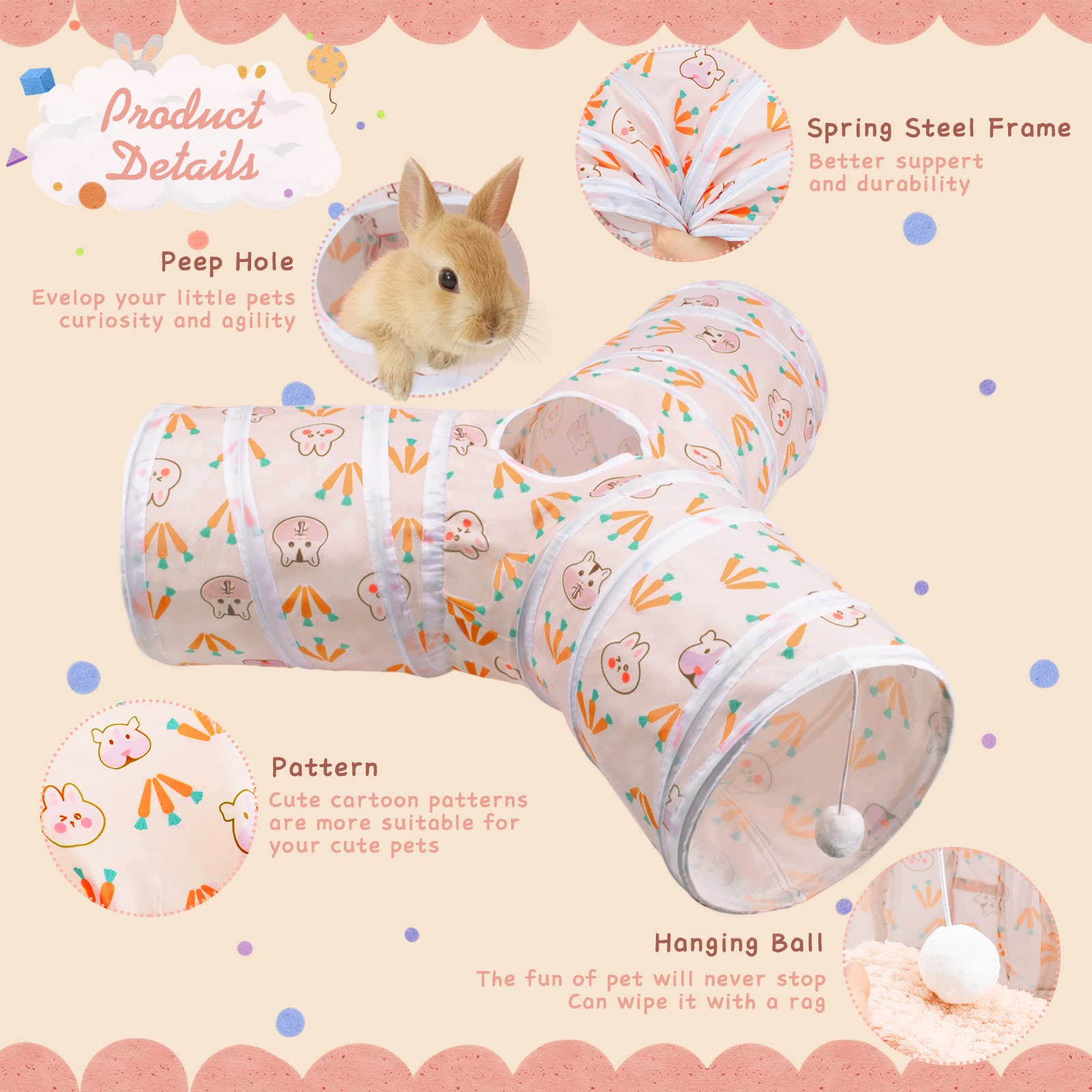 YUEPET tunnel-lapin-durable-nettoyage : réutilisable et facile à nettoyer.