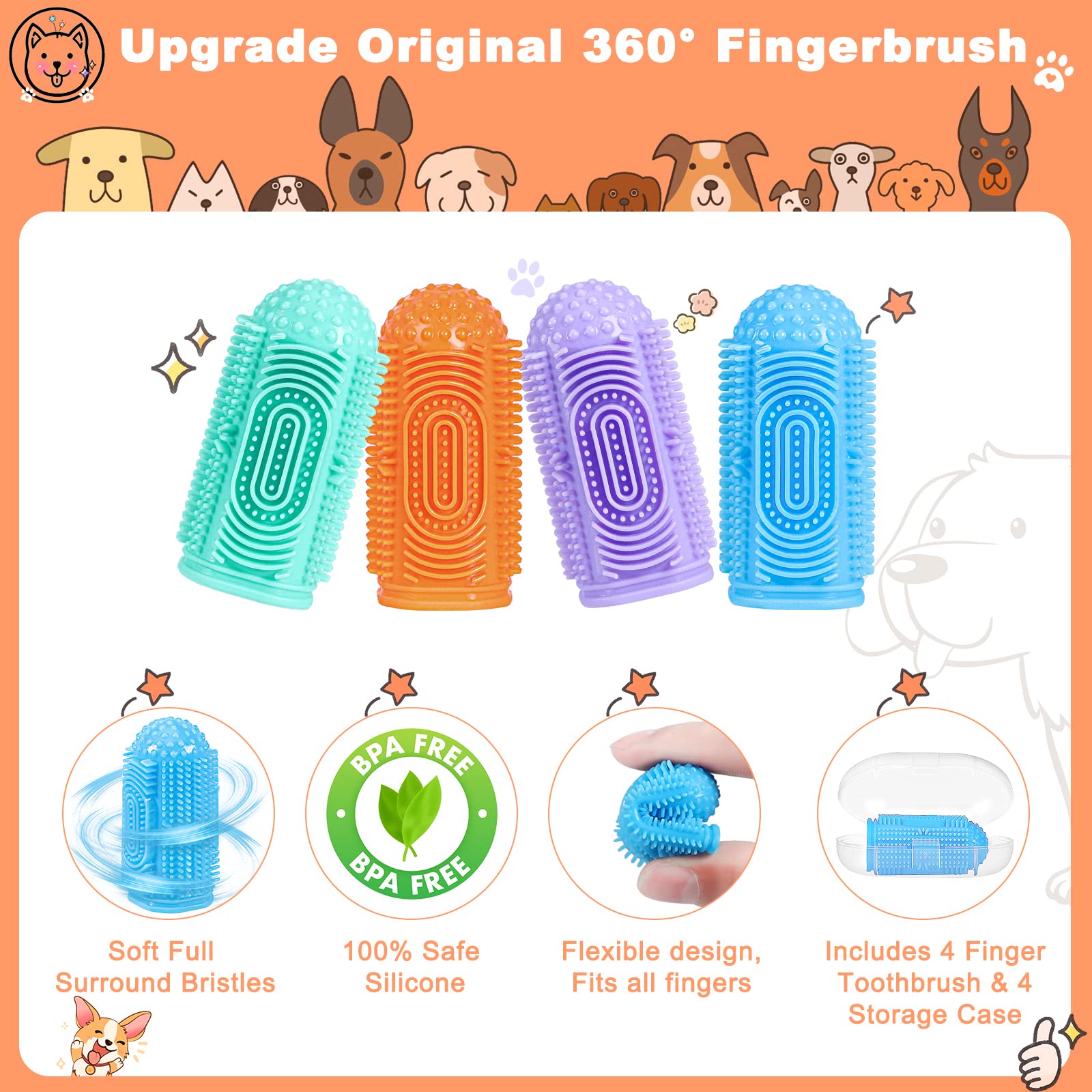 Brosse YUEYUEJIA en silicone doux pour chien s'adapte facilement aux contours.