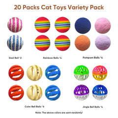 Jouets YULOYI Boules clochettes multicolores, attrayants et faciles à attraper pour votre chat.