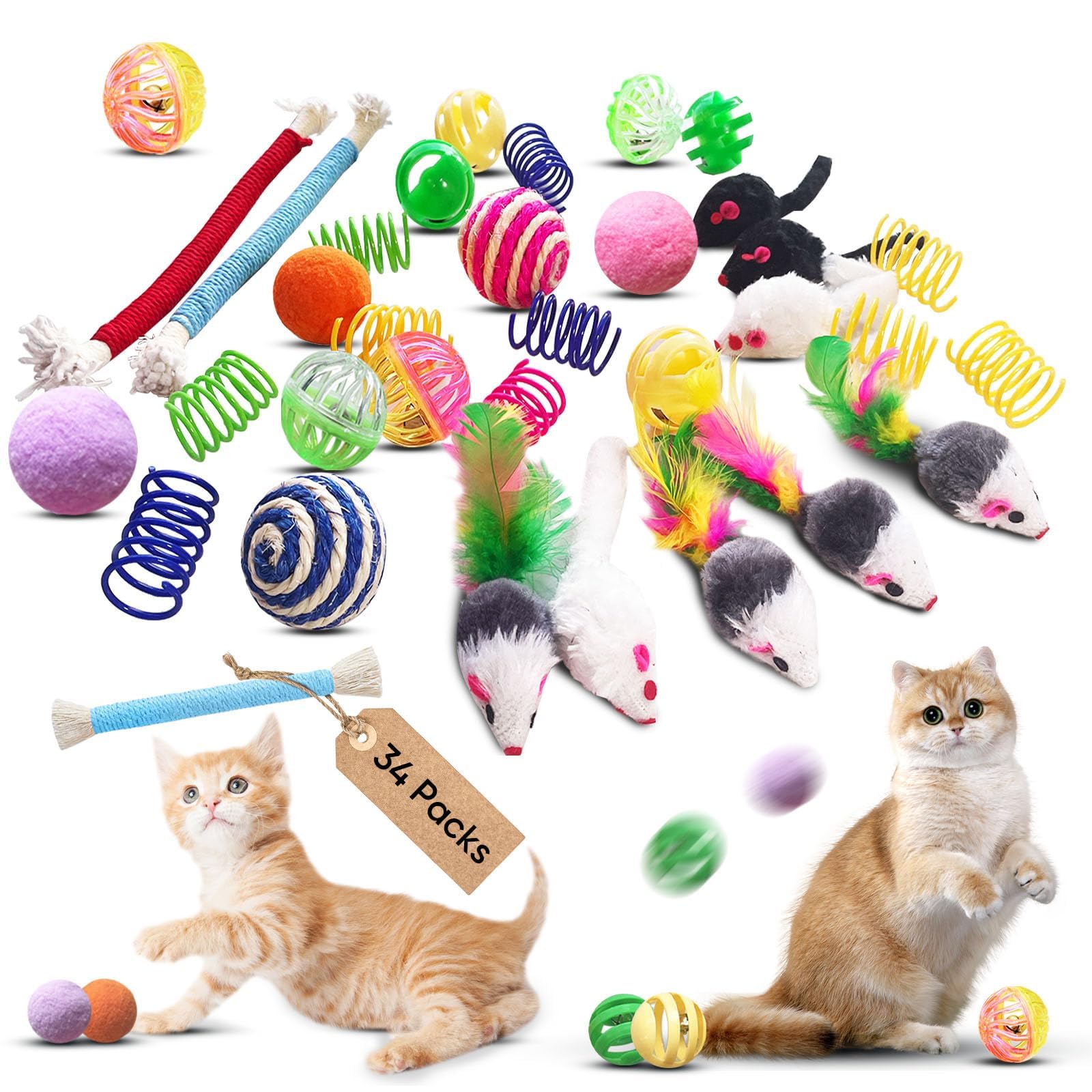 Jouets ressorts colorés YULOYI pour chats: stimulation visuelle et jeu actif.
