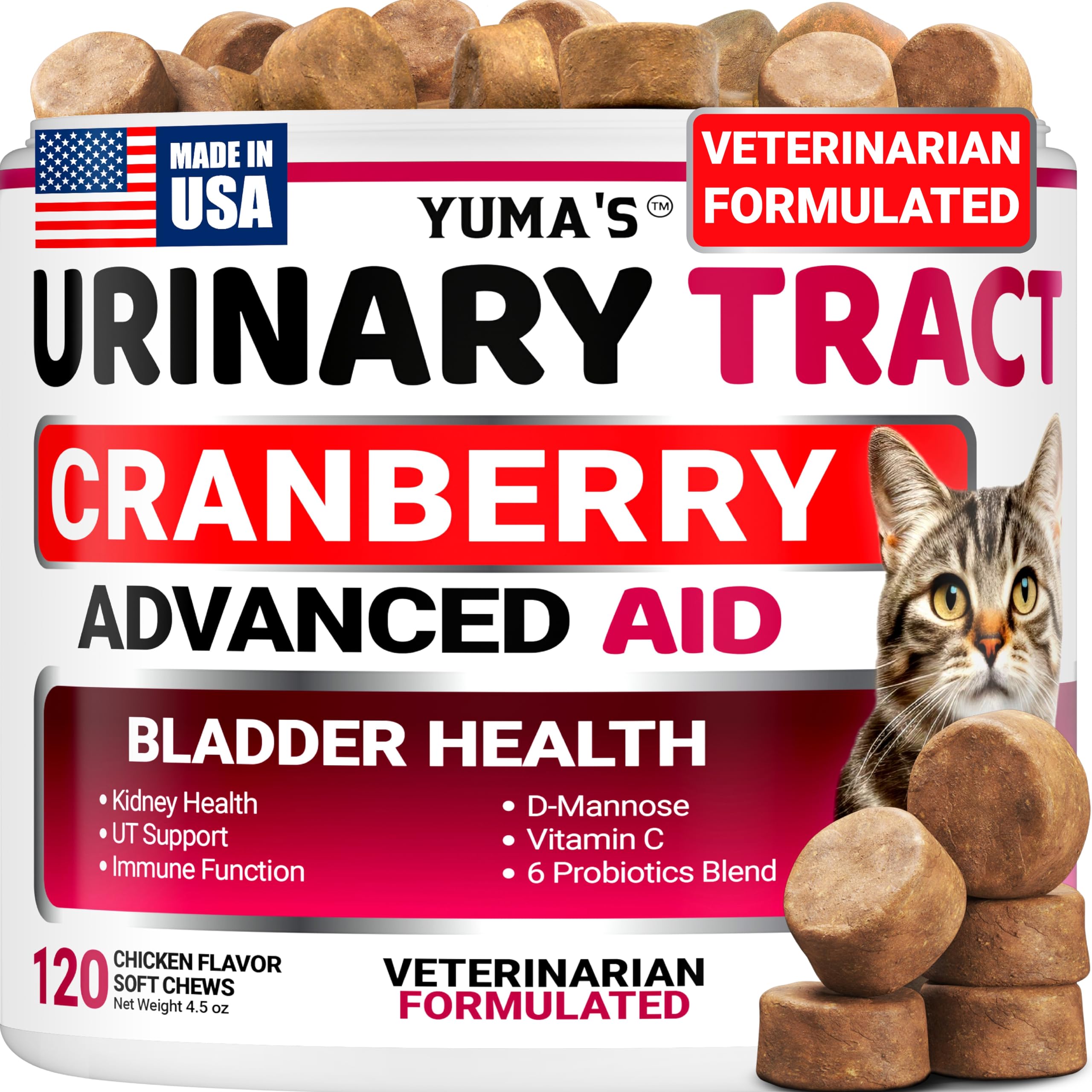 Emballage YUMA'S montrant le complément urinaire pour chats, soutien quotidien.