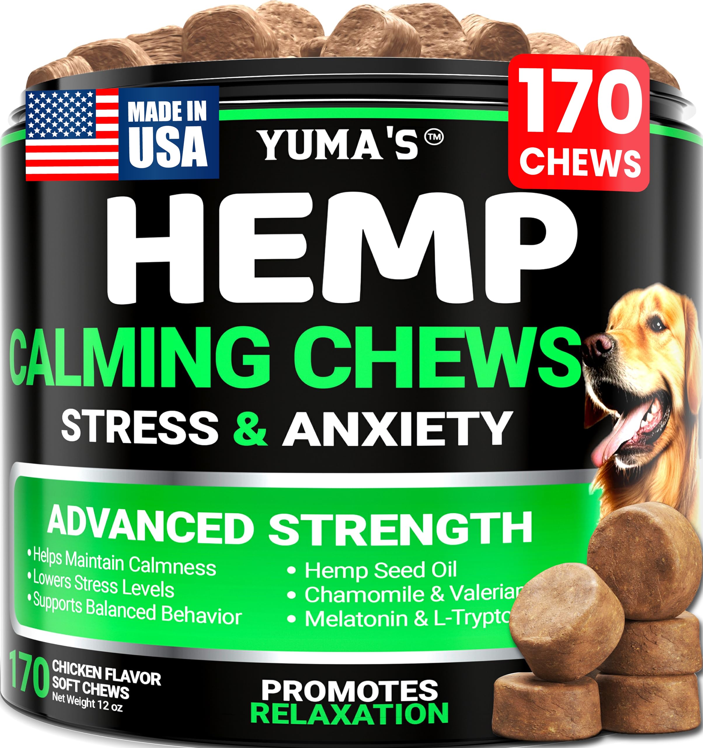 YUMA'S bouchées apaisantes pour chiens, douceur naturelle et calme.